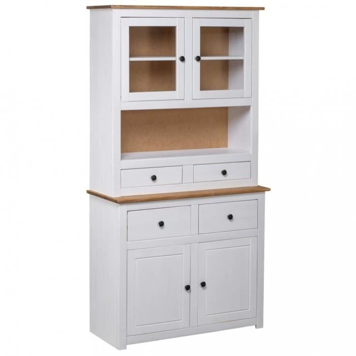 Buffet haut - P192 - Blanc - Pin massif - 2 portes - Campagne