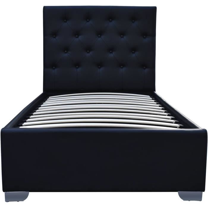 Lit Simple Avec Coffre Tino 90 190 Cm Noir Achat Vente
