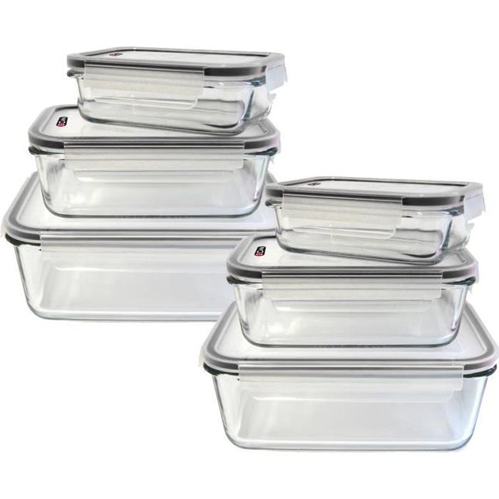 Cuisy – Plat en Verre Ultra-Résistant à la chaleur Spécial Four avec Couvercle Hermétique – Set de 12 pièces