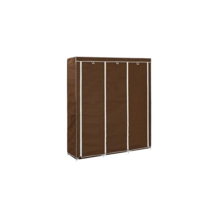 Armoire - Marron - 150x45x175 cm - 2 portes - Tissu - Contemporain