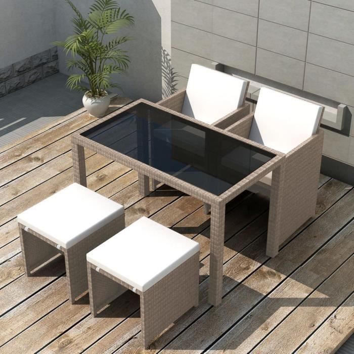 Ensemble Table chaise de jardin Confort & Haute qualité - Meuble encastrable avec