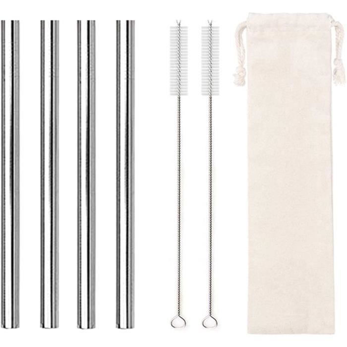 12 Pailles Réutilisables Inox 30 Cm - Compatibles Stanley Cup, Sans BPA