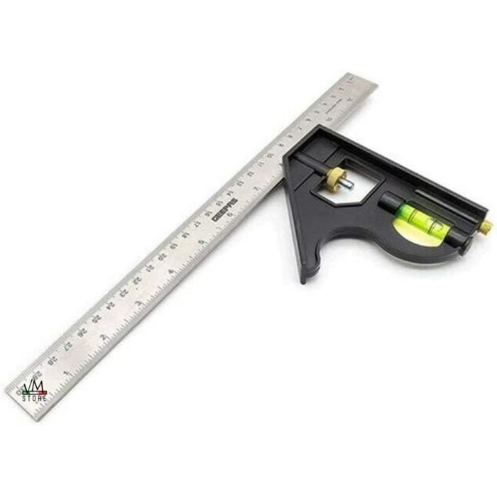 Équerre Combinée Niveau Métrique À Bulle Aluminium Angle 45° 90° 300 Mm ...