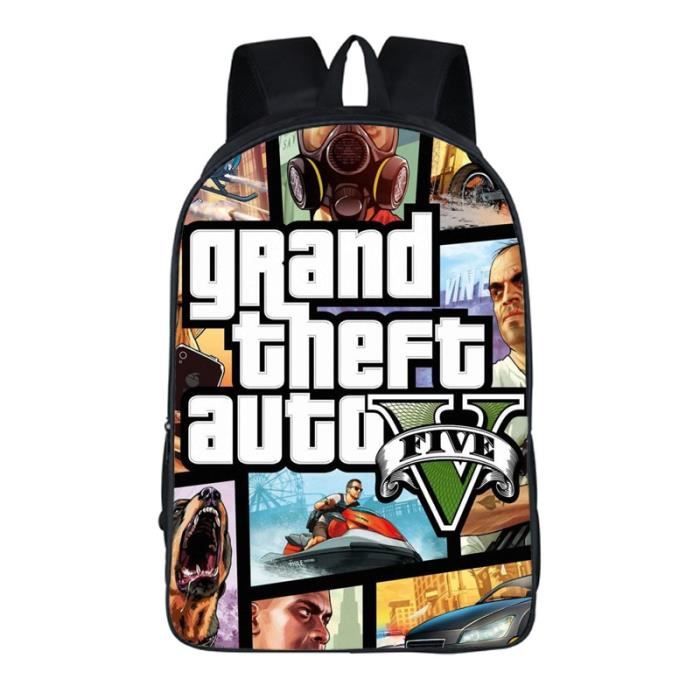 Cartoon Grand Theft Auto GTA5 3D Backpack School Bag Book Bag Zipper Messenger Children Boys Girls Students S