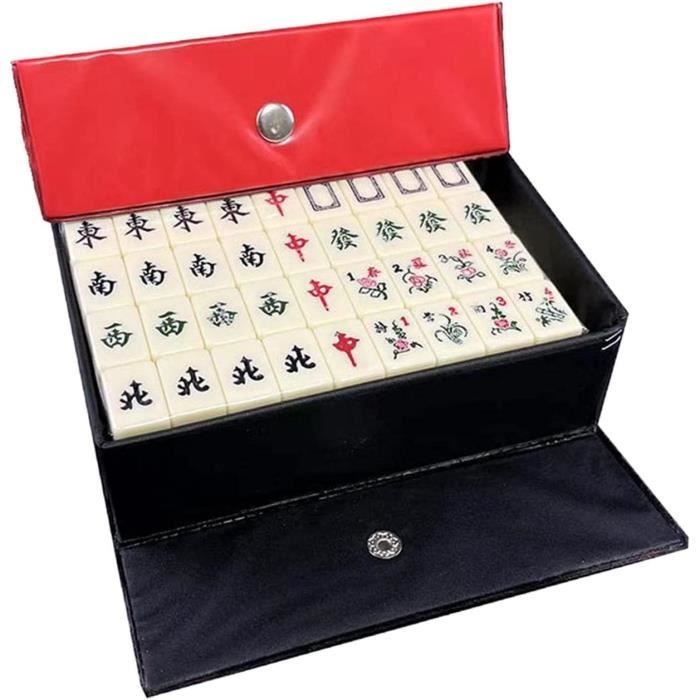 Jeu De Mahjong Chinois Avec Étui De Transport, Jeu De Table De Jeu Version Chinoise, Mahjong