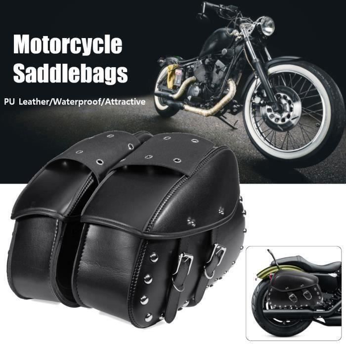 ss-33-NEUFU 2x Sacoche Cavalière Moto en Cuir PU Sacoche Latérale Étanche Sacoches Noir LIE4459