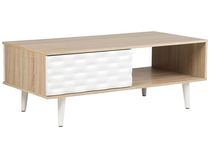 Table Basse En Bois Clair Et Blanc Swansea Achat Vente Table