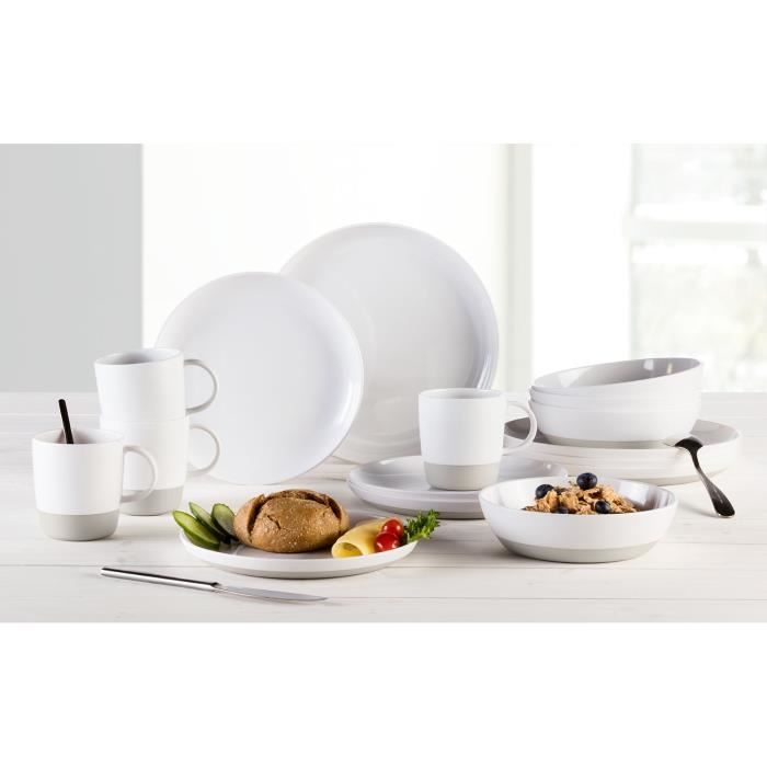 Service De Table Mélamine Reimo 16 Pièces - Vaisselle Pour 4 Personnes, Design Coloré