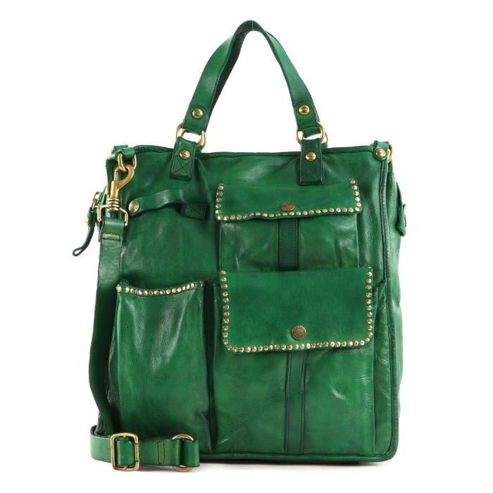 Sac Bandoulière CAMPOMAGGI Mini - Cuir Vert Prato, Réglable, Fait Main En Italie