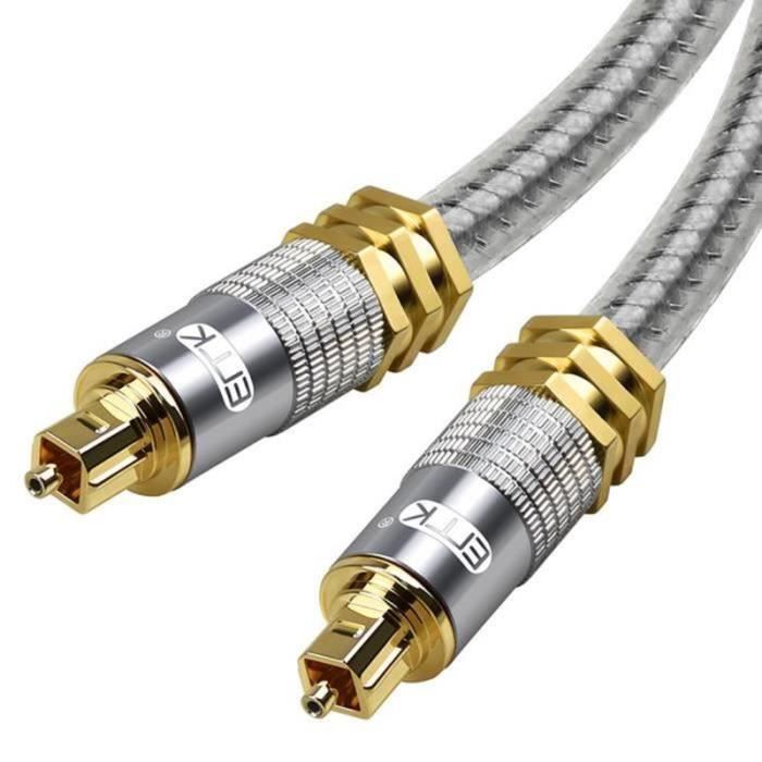 Câble Audio Fibre Optique Toslink 1m (6.5ft) - Numérique, Noir, Neuf Sous Blister