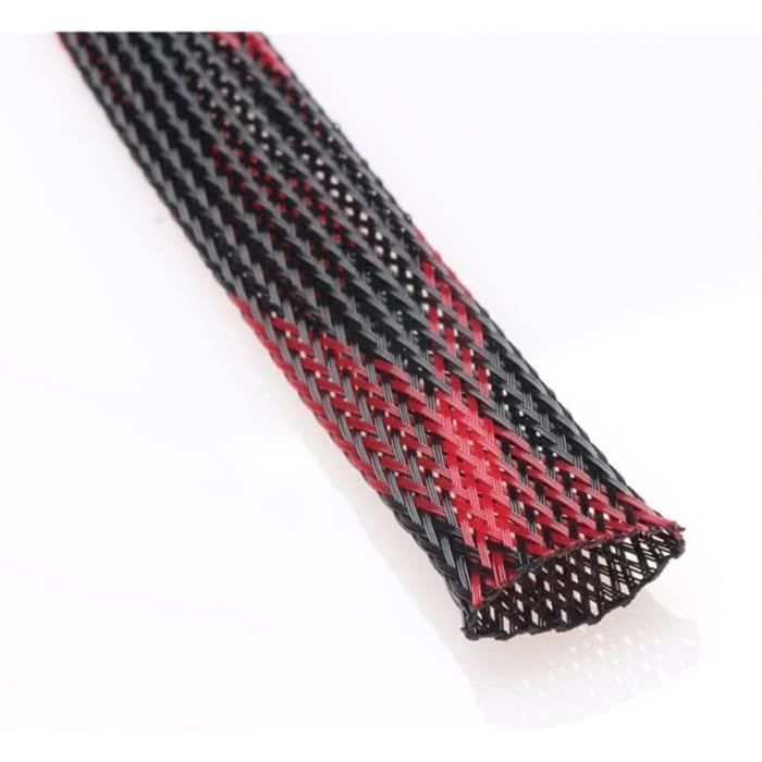 Manchon De Câble Tressé PET Extensible 25 Pieds (7,6m) - Noir, Gestion De Câbles Uxcell
