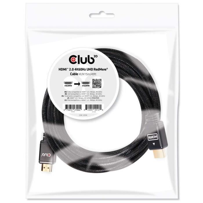 Club 3D HDMI 2.0 4K60Hz RedMere cable 15m-49.2ft (CAC-2314)