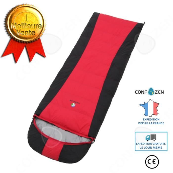CONFO® Sac de couchage de camping sac de couchage en duvet, sac de couchage de camping extérieur ultraléger simple rouge