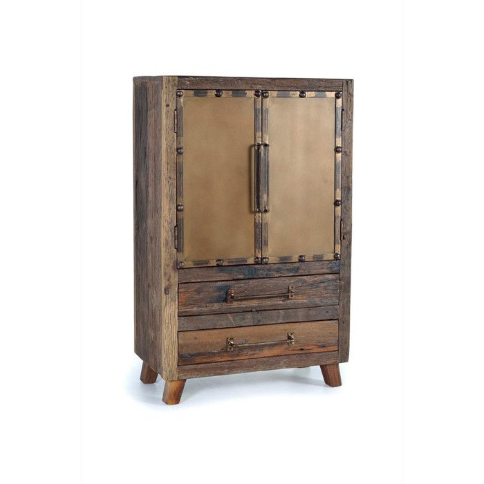 Buffet Haut - Giner y Colomer - Bois Recyclé - Métal - 2 Portes - 2 Tiroirs - 120x75x40 cm Buffet Haut - Giner y Colomer - Bois Recyclé - Métal - 2 Portes - 2 Tiroirs - 120x75x40 cm