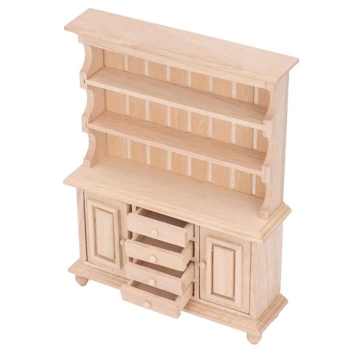 Armoire Miniature 1:12 En Bois Blanc – Meuble Poupée 9,5x4x15,4 Cm, Décoration Chambre