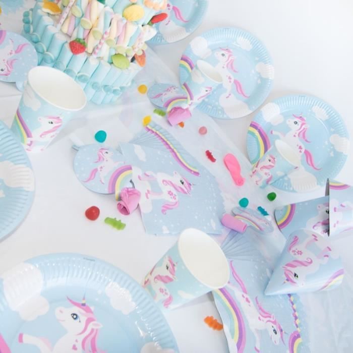 Mega Kit Anniversaire 6 Personnes Licorne Arc En Ciel Dynastrib Cdiscount Maison