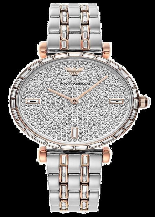EMPORIO ARMANI  AR11293 Montre pour femme en acier inoxydable argent&eacute; et or rose deux tons 