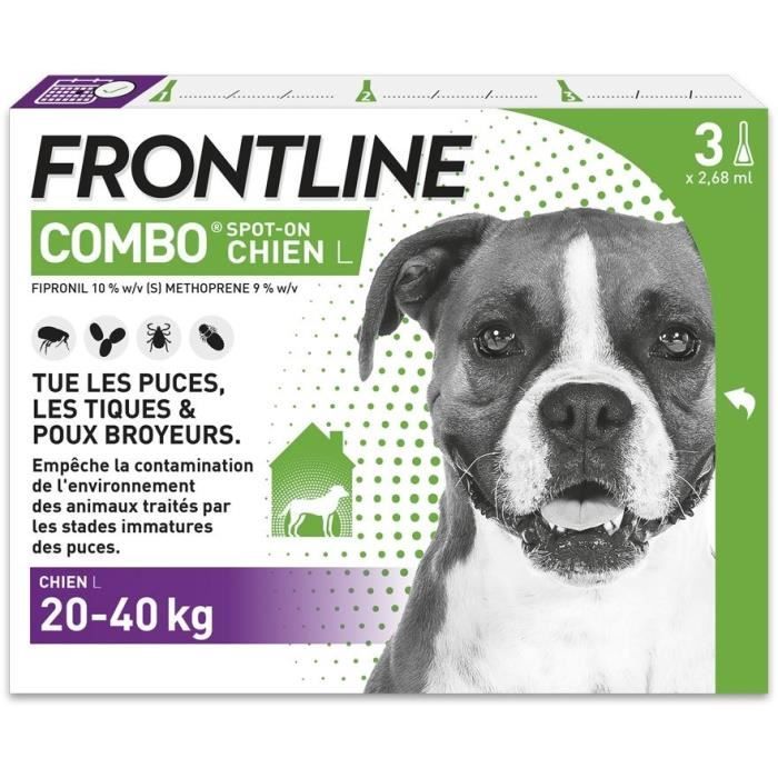 Meilleurs prix pour FRONTLINE 3 Pipettes antiparasitaires COMBO Chien - 20-40 kg  -  Puces, tiques, poux broyeurs