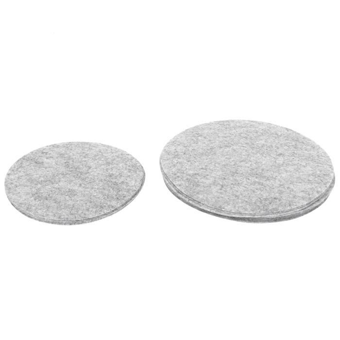 Coussinets Séparateurs En Feutre Pour Vaisselle - Lot De 48 - Protection Assiettes Et Céramique - Gris - 3 Tailles (S, M, L)