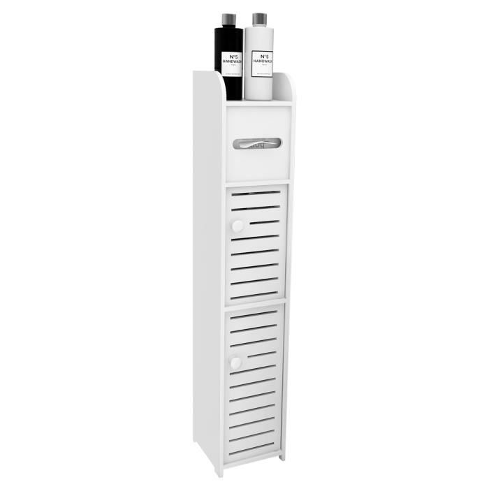 Armoire de salle de bain en PP à double porte - JEOBEST - 15*17*78cm - Blanc