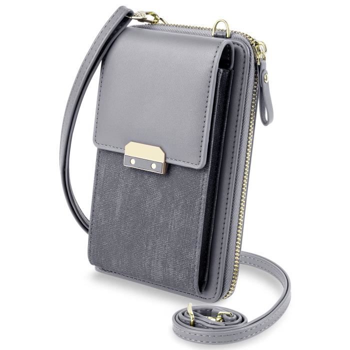 Petit Sac T?�l?�phone Portable Femme en Cuir PU,Mini Cuir Crossbody Sac Portable avec Bandouli?�re 