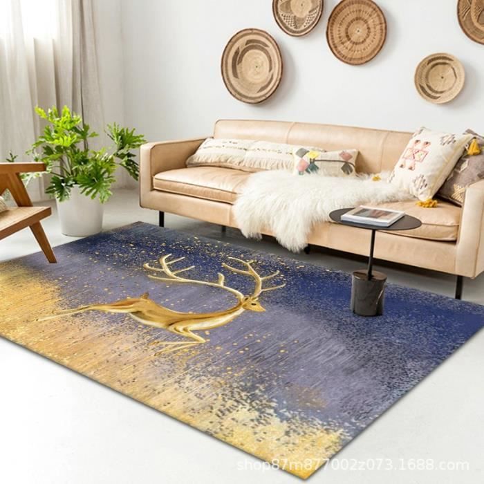 Tapis Boho Vintage 120x160 Cm - Faux Cachemire Lavable, Antidérapant - Pour Salon, Chambre, Couloir