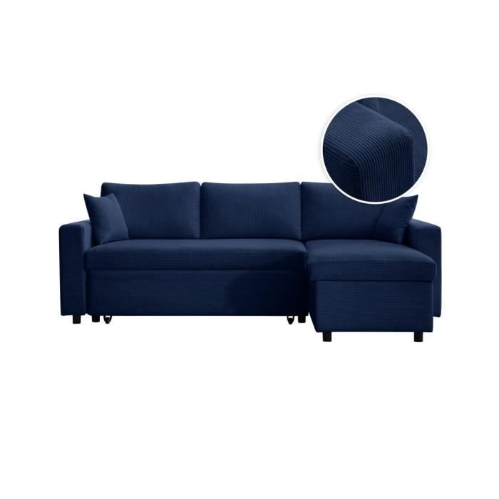 Canapé d'angle Bleu Velours Grand