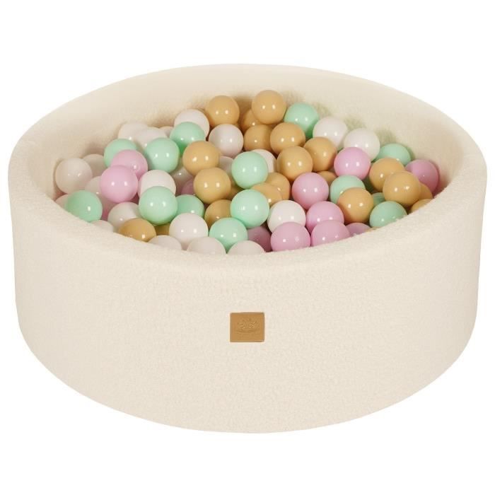 Piscine à Balles 90x30 cm rond pour Enfants, 200 Balles, marron: blanc perle, Aesthetic - Blanc