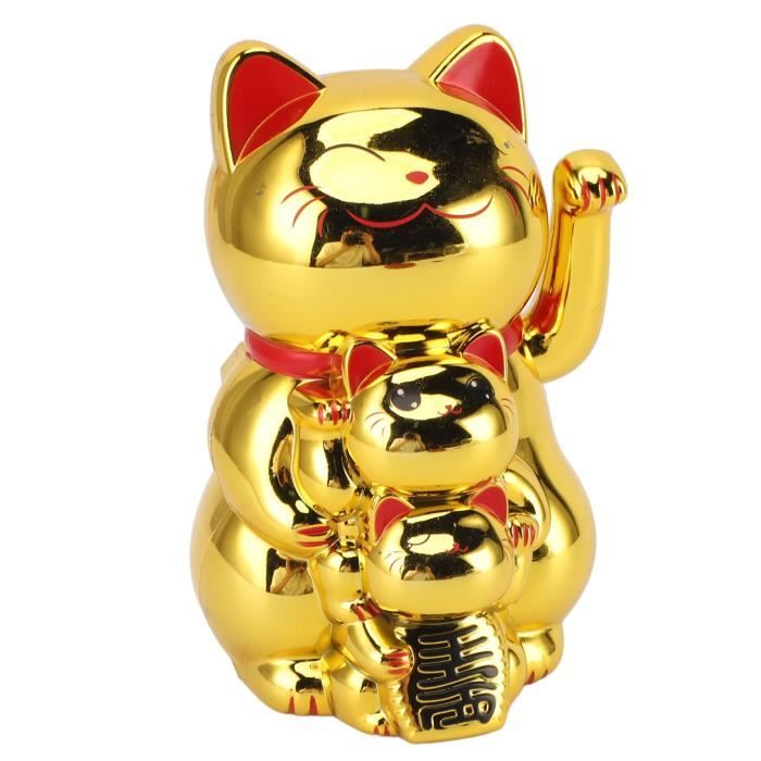 Chat Porte-Bonheur Solaire Feng Shui - Blanc Et Rose - Décoration Voiture & Maison