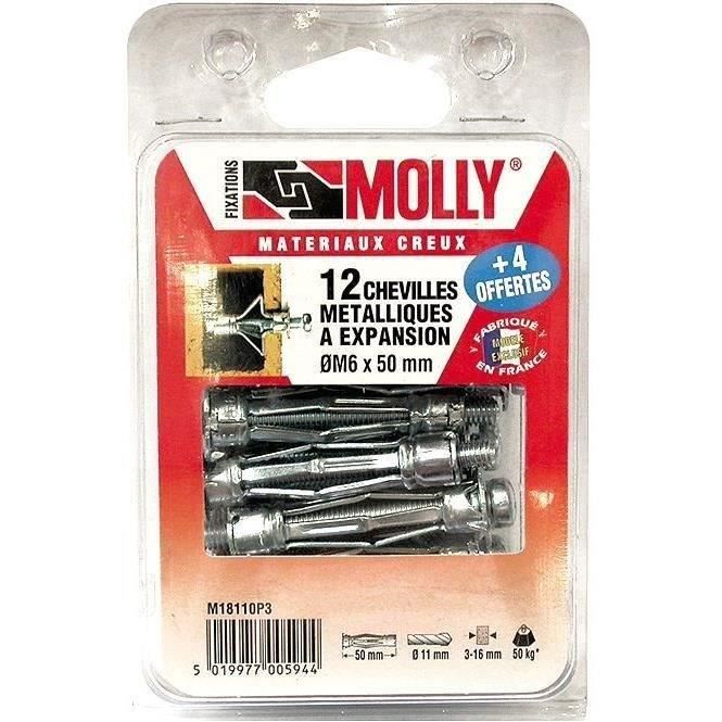 MOLLY Lot de 16 Chevilles - 6x50 mm + vis