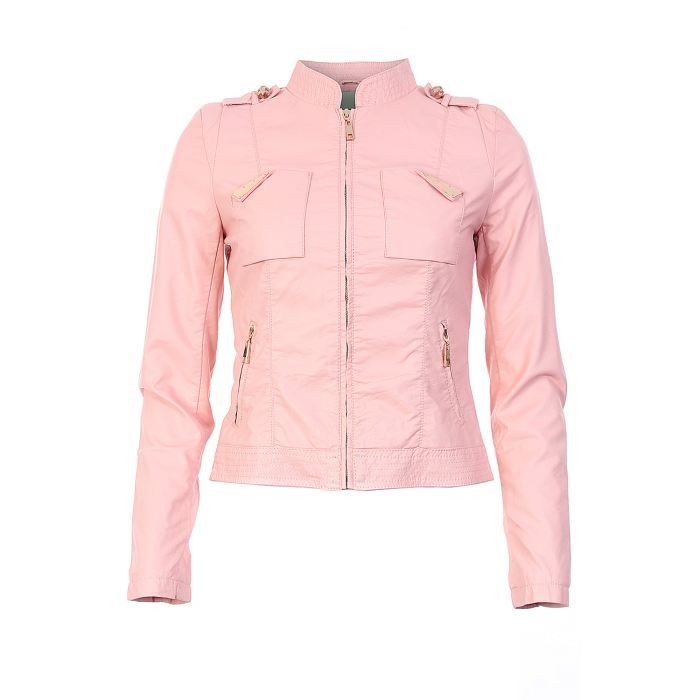 Veste cintrée en simili cuir Rose poudré Rose Rose poudré ...