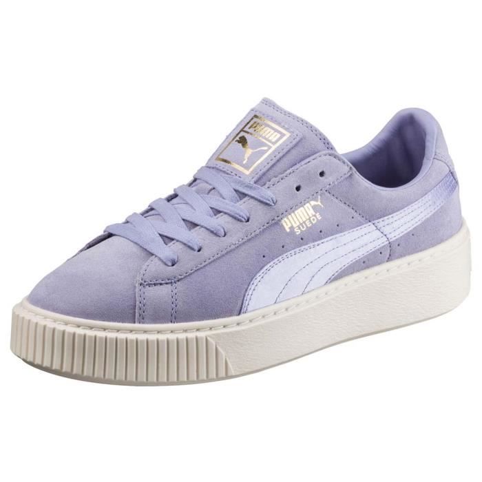 puma suede platform bleu