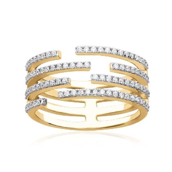 Bague Anneau Femme Plaque Or 750 Bicolore 4 Anneaux Ouverts