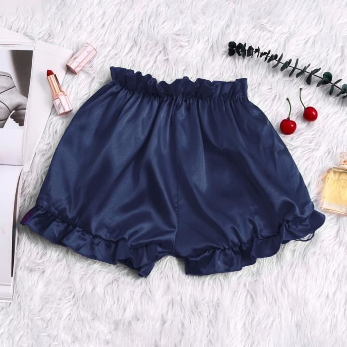 Shorty Pour Femme Soie Satin Sexy Fleurs Floral Dentelle S XXXL Bleu Bleu Cdiscount Pret a Porter
