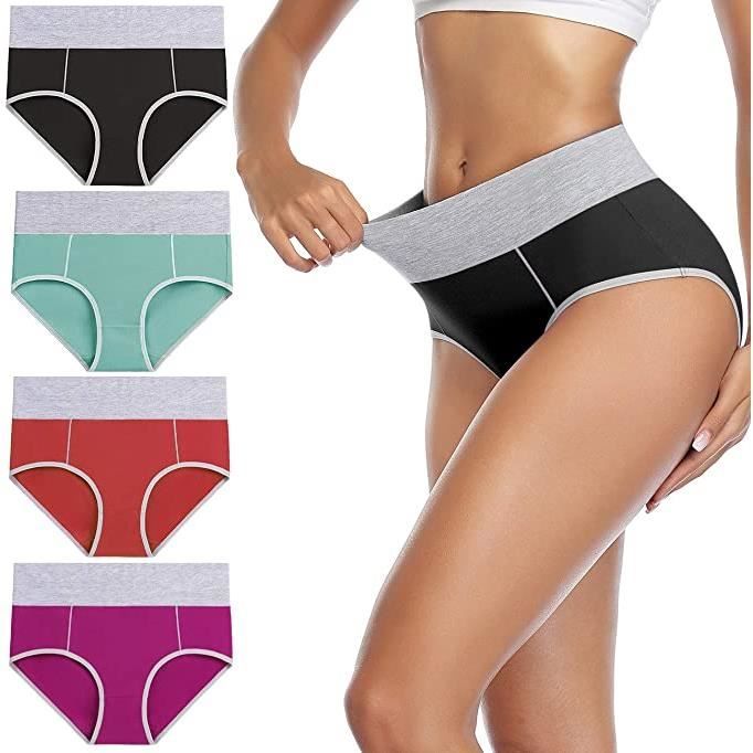Culotte Femme Coton Culottes Taille Haute Slip Sport Grande Taille Multicolore 04 lot de 4 Multicolore Cdiscount Pret a Porter