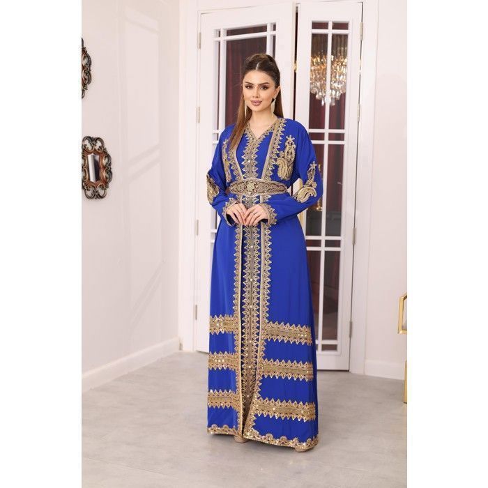 Takchita caftan bleu Rima kaftan abaya karakou robe oriental dubai farasha