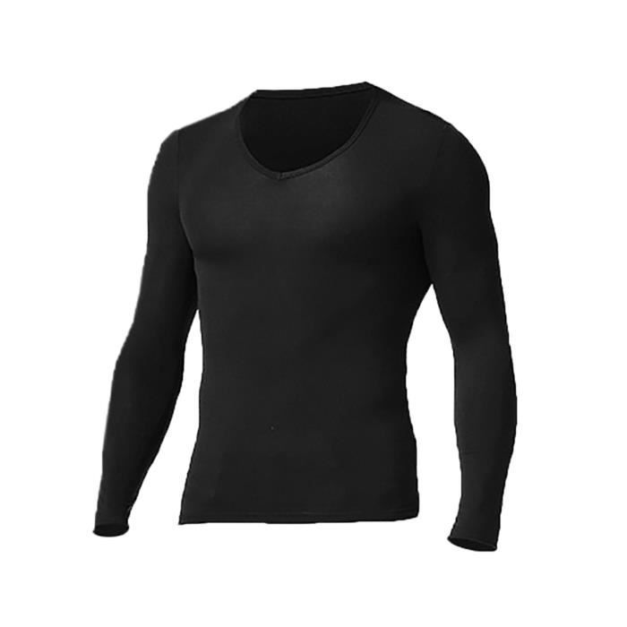 YOOJIA Haut Thermique Homme Chaud Lingerie de Nuit sous Pull Manche Longue Hiver T-Shirt Thermique Chaud sous Vêtement Col Moutant Grande Taille