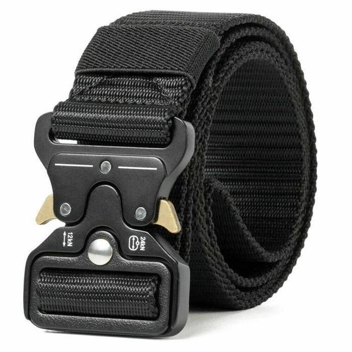Ceinture Tactique Homme Lrocotanc - 125cm Réglable Sans Trous - Boucle Rapide - Pour Travail & Outdoor