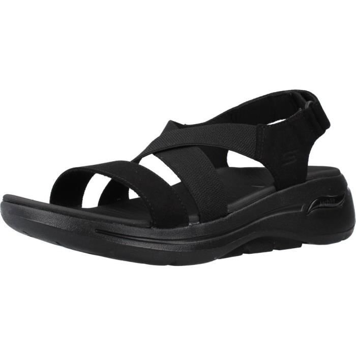 Sandale nu pieds femme Skechers 117922 Noir Talon plat 2cm Scratch Noir Cdiscount Chaussures