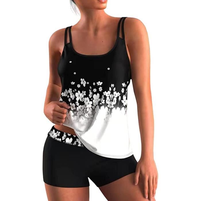 Maillot De Bain Femme 2 Pièces Tankini Shorty Ensembles Imprimé Floral