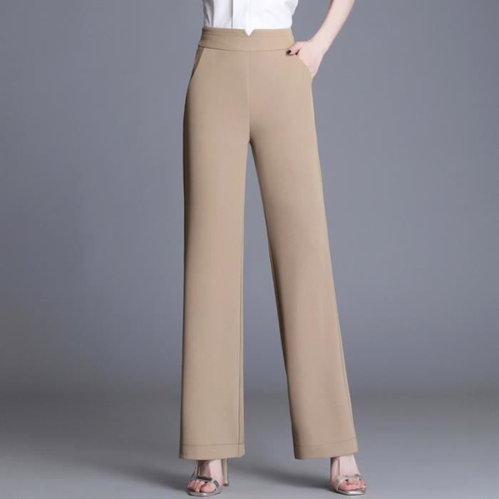 Pantalon en Femme Casual Taille Haute Taille elastique printemps et été  Beige - Cdiscount Prêt-à-Porter