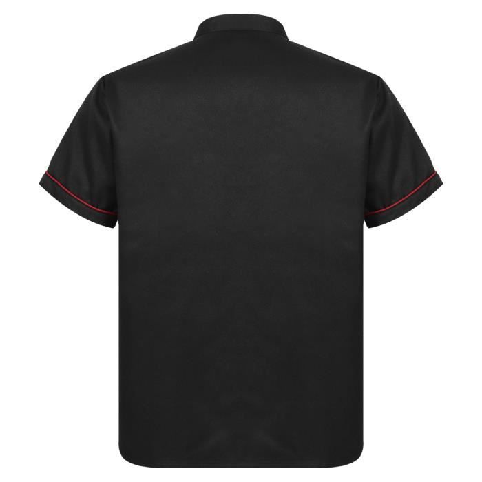 YIZYIF Veste de Chef Homme Manches Courtes avec Poche Uniforme de Cuisinier Eté L-3XL Noir