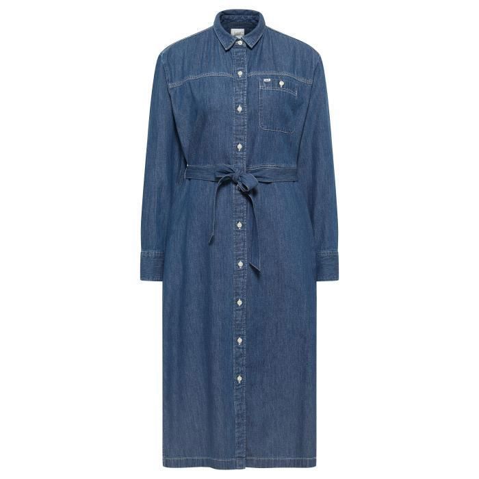 DolceTiger Robe Longue Hiver Femme En Jean - Style Bohème Hippie Pailleté, Élégante Et Chaleureuse (Bleu, L)