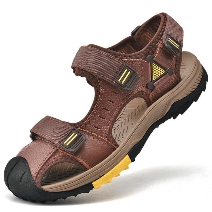 Sandales Hommes Chaussures ete Cuir Outdoor Plage Marron Cdiscount Chaussures