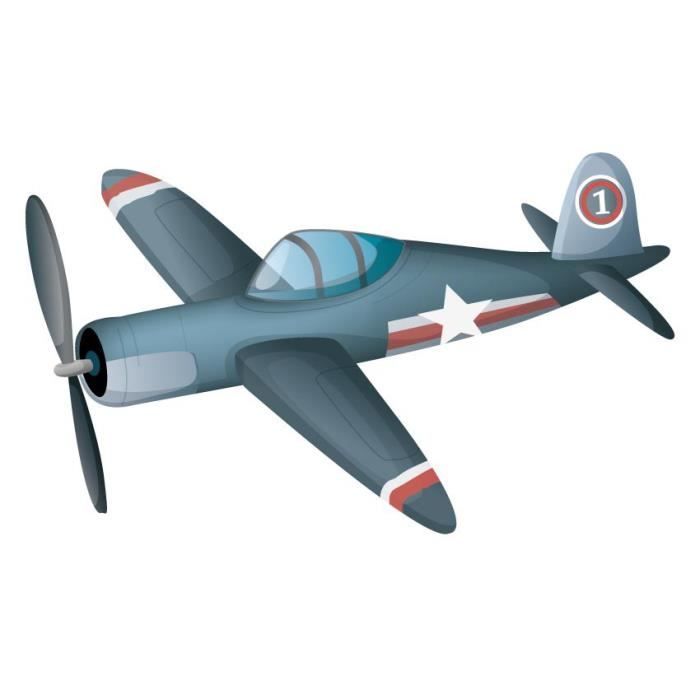 Sticker Enfant Avion De Chasse 63 X 36 Cm Cdiscount Maison