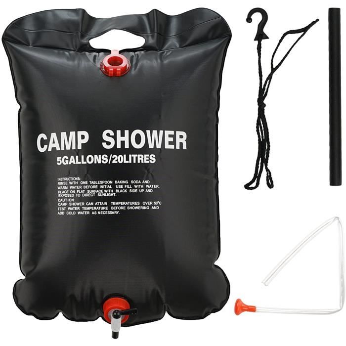 Sac De Douche Solaire 20 Litres – Camping, Randonnée, Eau à 45°C, Avec Indicateur De Température