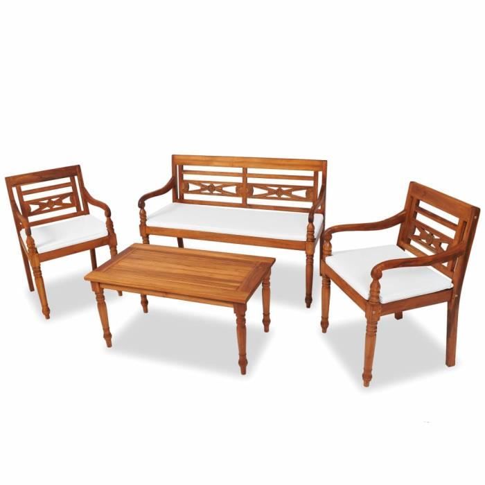 7 Pcs Mobilier De Jardin Batavia Teck Salon De Jardin Jeu De