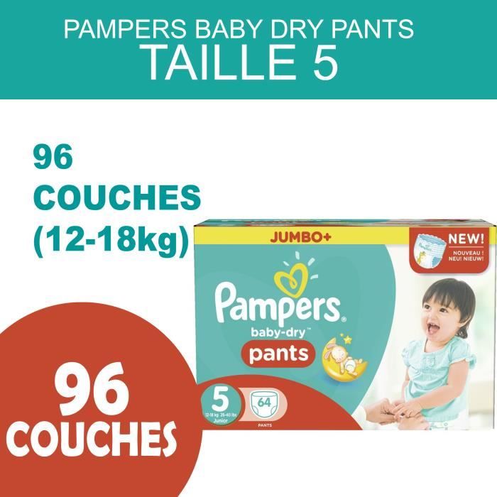 PAMPERS BABY DRY PANTS TAILLE 5 64 COUCHES (1218kg) Cdiscount