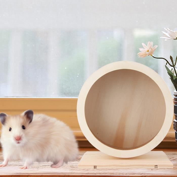 Roue D'exercice En Bois Pour Hamster Nain, Gerbilles, Souris - Diamètre 23 Cm, Largeur 8,5 Cm, Double Roulement Silencieux