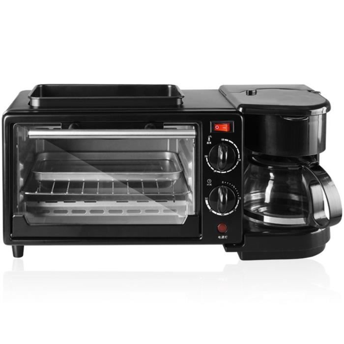 jusqu'à 640W grill Machine à café four multifonction 3 en 1 plateau tournant amovible machine à petit-déjeuner noir/acier inoxydable 